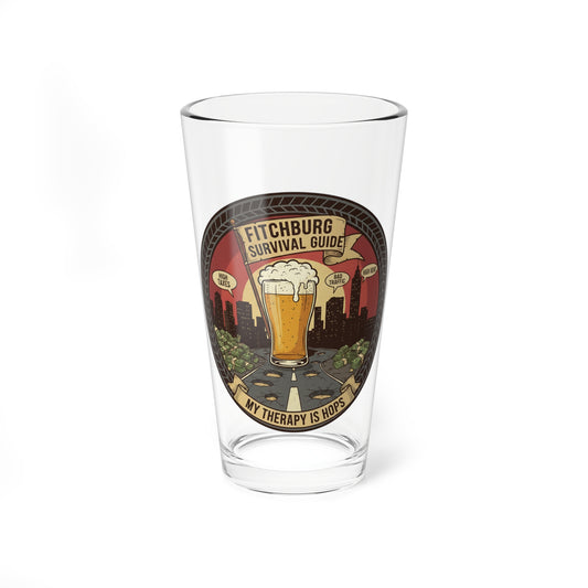 Fitchburg Pint Glass – “My Therapy is Hops” 16oz